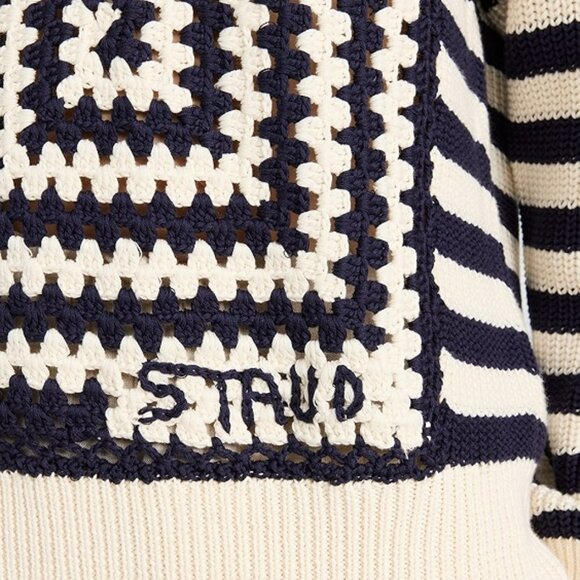 STAUD Navy and Cream V-Neck Sweater - Picture 5 of 8